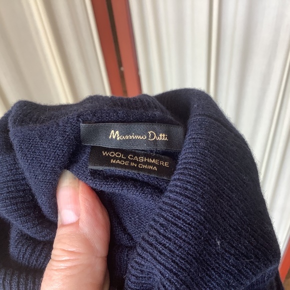 Massimo Dutti Women’s Wool Cashmere Turtleneck Sweater Navy Blue Size XS - Picture 4 of 7